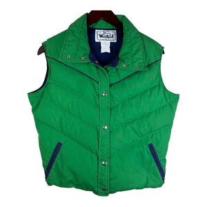 Vintage Woolrich Womens Down Puffer Vest Size L Kelly Green Gorpcore Outdoor